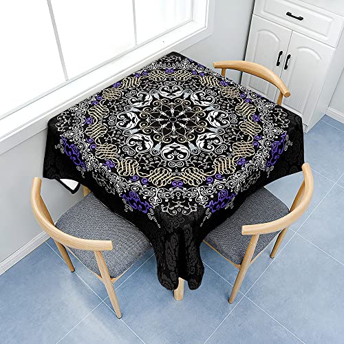 Hearda Tischdecke Abwaschbar Rechteckig, 3D-Mandala Polyester Tischdecken Wasserdicht Pflegeleicht Tischtuch für Küche Party Bar Restaurant (Klassisch,90x90cm) von Hearda