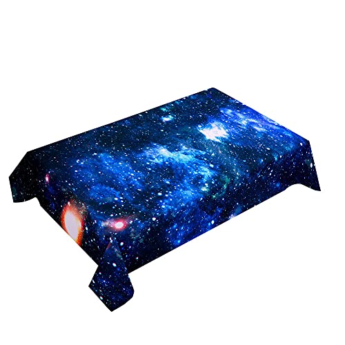 Hearda Tischdecke Abwaschbar Rechteckig, 3D Sternenhimmel Drucken Polyester Tischdecken Wasserdicht Pflegeleicht Tischtuch für Küche Party Bar Restaurant (100x100cm,Blauer Sternenhimmel) von Hearda