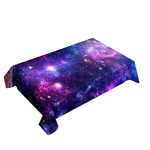 Hearda Tischdecke Abwaschbar Rechteckig, 3D Sternenhimmel Drucken Polyester Tischdecken Wasserdicht Pflegeleicht Tischtuch für Küche Party Bar Restaurant (100x100cm,Lila Galaxie) von Hearda