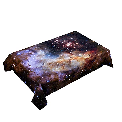 Hearda Tischdecke Abwaschbar Rechteckig, 3D Sternenhimmel Drucken Polyester Tischdecken Wasserdicht Pflegeleicht Tischtuch für Küche Party Bar Restaurant (100x140cm,Kosmische Galaxie) von Hearda