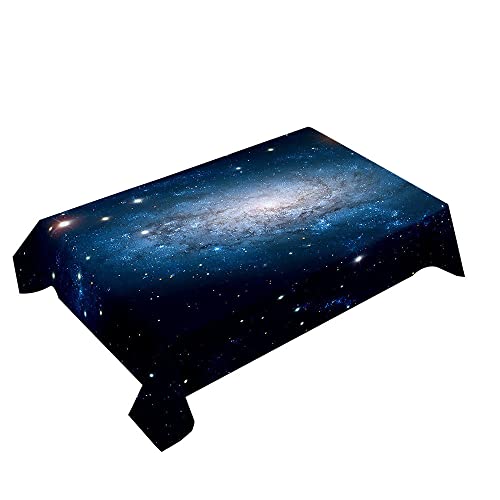 Hearda Tischdecke Abwaschbar Rechteckig, 3D Sternenhimmel Drucken Polyester Tischdecken Wasserdicht Pflegeleicht Tischtuch für Küche Party Bar Restaurant (90x90cm,Blaue Galaxie) von Hearda