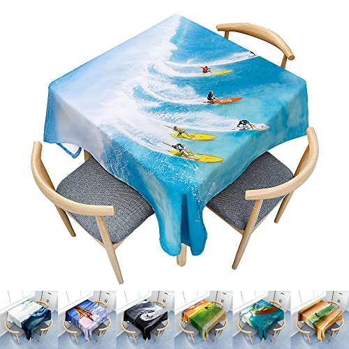 Hearda Tischdecke Abwaschbar Rechteckig, 3D-Surf-Druck Polyester Tischdecken Wasserdicht Pflegeleicht Tischtuch für Küche Restaurant Beistelltisch (Hawaii,100x140cm) von Hearda