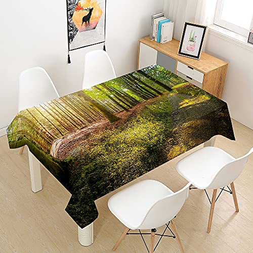 Hearda Tischdecke Wasserdicht Polyester, Tischdecke mit Grüner Holzdruck Pflegeleicht Fleckschutz Abwaschbar Garten Deko, für Rechteckigen/Quadratischen Tisch (Alte Wälder,150x210cm) von Hearda