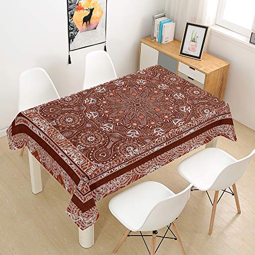 Hearda Tischdecke Wasserdicht Polyester, Tischdecke mit Vintage Mandala Druck Pflegeleicht Fleckschutz Abwaschbar Outdoor Garten Deko, für Rechteckige/Runde Tische (Klassischer Stil,90x90cm) von Hearda