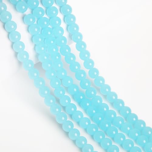 Hearkey Aquablau Perlen Für Armbänder Selber Machen,250pcs 8mm Glasperlen Zum Auffädeln,Lose Perlen Schmuck Bracelet Making Erwachsene,Ohrringe Halskette Geschenke Für Kinder,Freunde von Hearkey