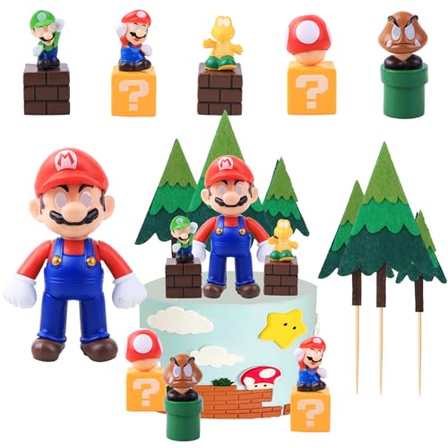 9 Stück Figuren Tortendeko, Super Tortendeko Geburtstag Deko Happy Birthday Tortenaufleger Kuchen Dekoration Geburtstag Party Cake Topper für Mädchen Jungen Kinder von Heartsking