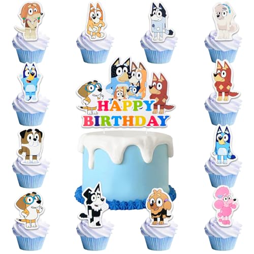 25 Stück Blau Tortendeko, Happy Birthday Tortendeko Kuchen Deko Geburtstagsdeko Geschenke Schulkind Cupcake Topper Tortendeko Geburtstag Deko für Mädchen Jungen Kinder von Heartsking