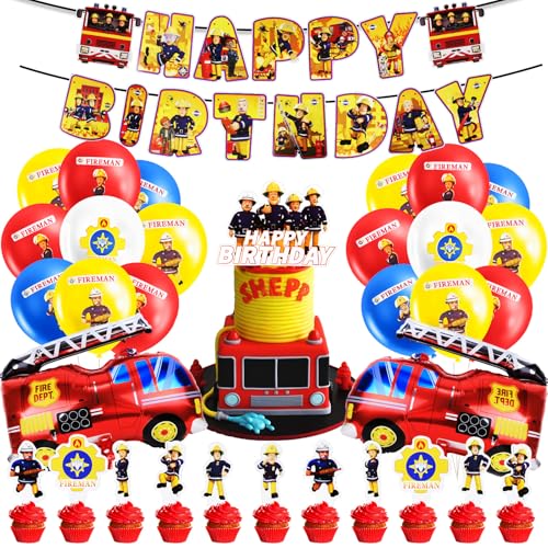 46 Stück Feuerwehr Deko Kindergeburtstag, Feuerwehrmann Sam Geburtstag Deko, Feuerwehrmann Luftballons, Feuerwehrmann Geburtstag Dekoration, Feuerwehr Deko für Kinder Party Supplies von Heartsking