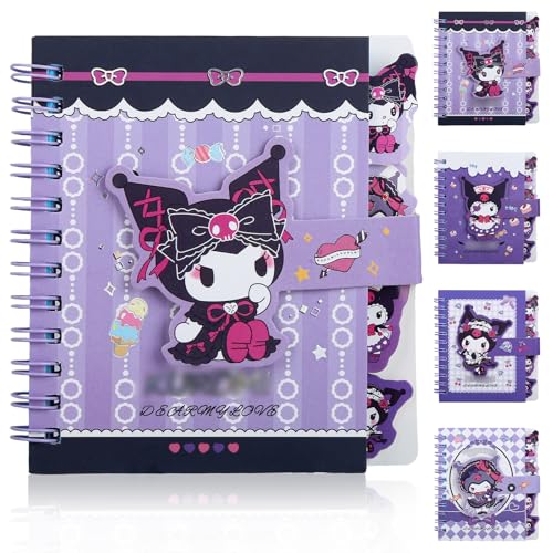 Heartsking Cartoon Notizbuch Mädchen, Notizbuch Klein, Hard Cover Notizblock für Erwachsene und Kinder, Ringbuch Notizbuch mit 65 Seiten, Kuromi Geschenke(2) von Heartsking