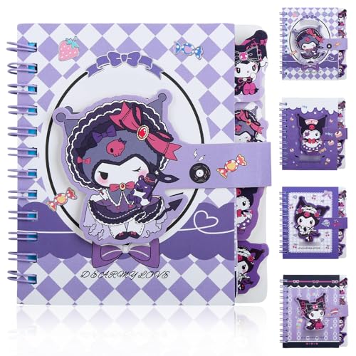 Heartsking Cartoon Notizbuch Mädchen, Notizbuch Klein, Taschenbuch Notizblock für Erwachsene und Kinder, Ringbuch Notizbuch mit 65 Seiten, Kuromi Geschenke(4) von Heartsking