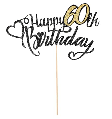 Happy 60th Birthday Cake Topper Glitter 60th Birthday Decoration for Men 60 Cake Topper for 60th Birthday Men, 60th Birthday Men, 60th Birthday Party Decorations for Appy 60th Birthday, Anniversary, von Heasy