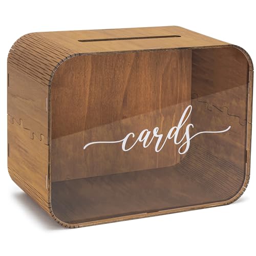 Hochzeitskartenbox aus Holz mit Schlitz | Acryl-Hochzeitsdekorationen für den Empfang, Kartenbox für Hochzeitsgeschenke & Geld | Rustikale Kartenbox mit Deckel | Babyparty, Brautparty, von Heather & Willow