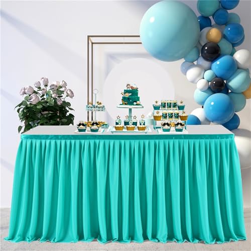 Heavyoff Blau Grün Tischröcke für Babyparty, Tischdekoration Tischrock für Kuchen, Tischdecke für Hochzeit Geburtstag Neujahr Taufe, 243x77cm von Heavyoff