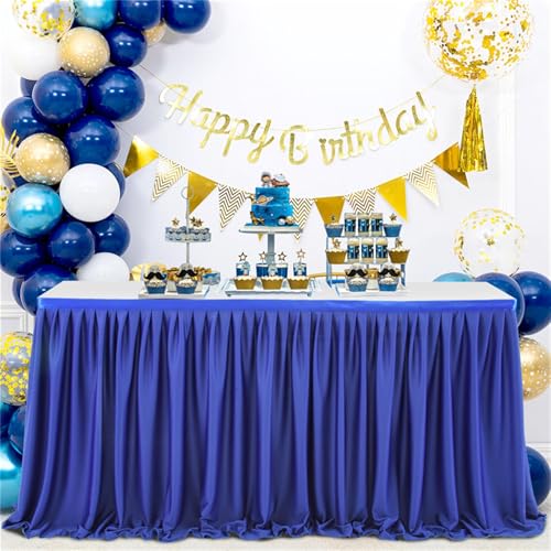 Heavyoff Blau Tischröcke für Babyparty, Tischdekoration Tischrock für Kuchen, Tischdecke für Hochzeit Geburtstag Neujahr Taufe, 243x77cm von Heavyoff