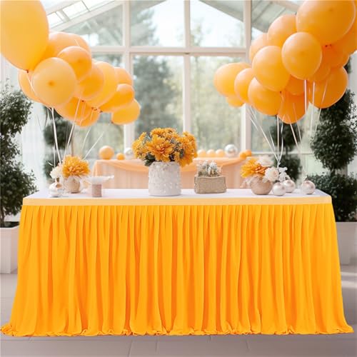 Heavyoff Orange Tischröcke für Babyparty, Tischdekoration Tischrock für Kuchen, Tischdecke für Hochzeit Geburtstag Neujahr Taufe, 122x77cm von Heavyoff