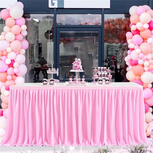 Heavyoff Rosa Tischröcke für Babyparty, Tischdekoration Tischrock für Kuchen, Tischdecke für Hochzeit Geburtstag Neujahr Taufe, 243x77cm von Heavyoff