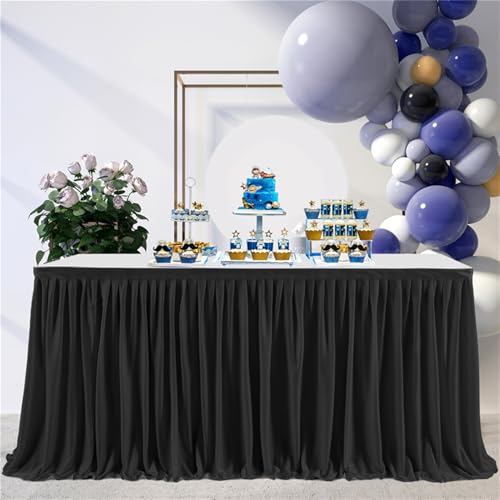 Heavyoff Schwarz Tischröcke für Babyparty, Tischdekoration Tischrock für Kuchen, Tischdecke für Hochzeit Geburtstag Neujahr Taufe, 122x77cm von Heavyoff