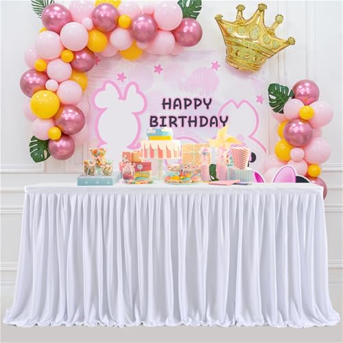 Heavyoff Weiß Tischröcke für Babyparty, Tischdekoration Tischrock für Kuchen, Tischdecke für Hochzeit Geburtstag Neujahr Taufe, 183x77cm von Heavyoff