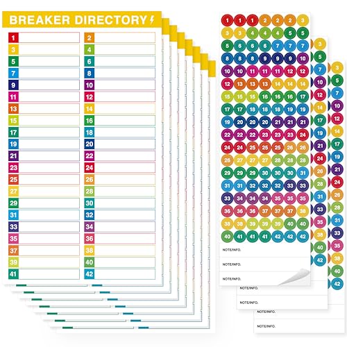 10 Blätter Sicherungskasten-Etiketten, 7 Sicherungskatalog-Aufkleber & 3 Nummernaufkleber, Farbige Wasserdichte Strapazierfähige Selbstklebende Elektrische Nummerndirektoriums-Aufkleber von Hebayy