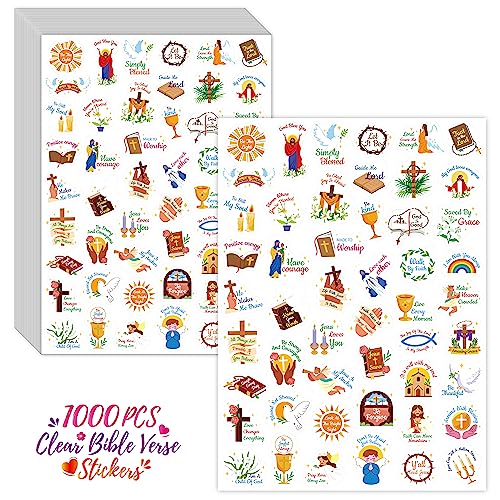 1000 PCS Bibelvers-Aufkleber, klare inspirierende Gebetsaufkleber, ermutigende Schriftzeichen-Aufkleber, Jesus-Christus-Religion-Glaubensaufkleber für Scrapbooks, Flaschen, Computer, Planer, Tagebuch von Hebayy