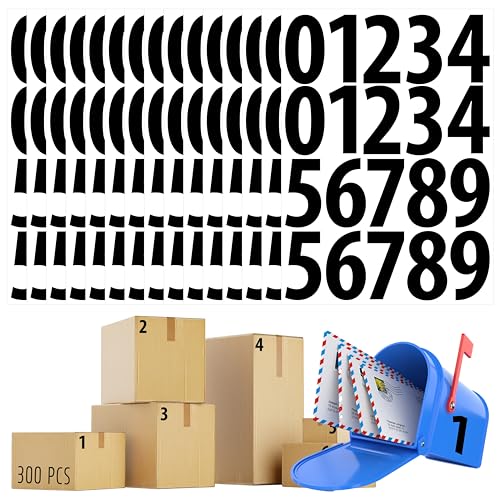 300 PCS Nummernaufkleber, 7.6cm wasserdichte Vinyl-Nummernaufkleber selbstklebende aufeinanderfolgende Nummern 0-9 Etiketten ohne Rückstände für Büro, Klassenzimmer, Innenräume (15 Blätter, Schwarz) von Hebayy