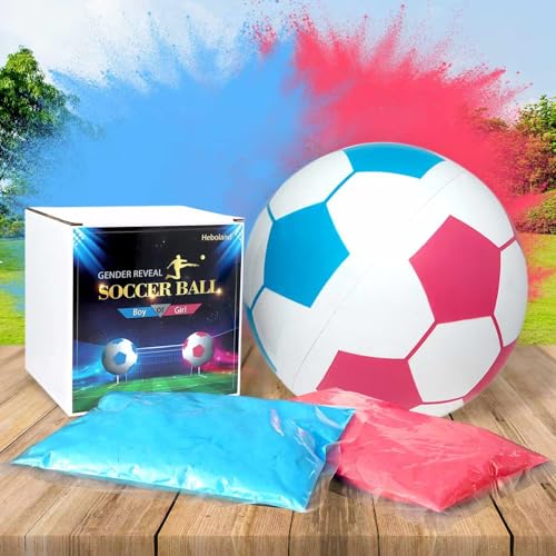 Heboland Gender Reveal Fussball mit Pulver, Explodiert Blau oder Rosa Pulver für Jungen oder Mädchen Überraschung Geschlecht Verkünden von Heboland