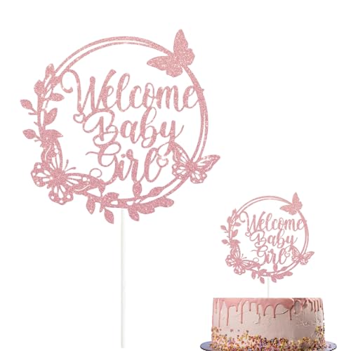 Hebterrka Babyparty Kuchendekorationen für Mädchen Glitzernde Roségoldene Tortenaufsätze,Roségold Glitzernd,Tortenaufsatz,Entworfen für Mädchen Babypartys von Hebterrka