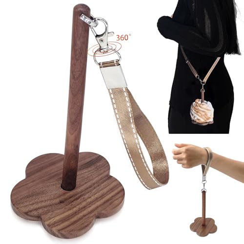 Hebterrka Handgelenk Garnhalter – Tragbarer Garnball Halter mit Armband, Holz Garn Organizer für Strick- und Häkelzubehör, Geschenk für Bastelliebhaber (Massivholz) von Hebterrka