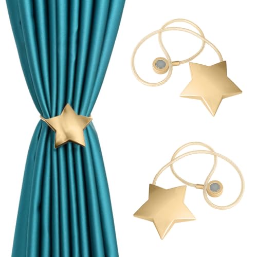 Hedallo Magnetische Vorhang Raffhalter, 2 Stück Kreativ Vorhang Clips und Magnet Raffhalter, dekorative Vorhang Raffhalter für Zuhause, Büro, Hotel Fenster Dekoration, hübsch und Mode (Gold 1) von Hedallo