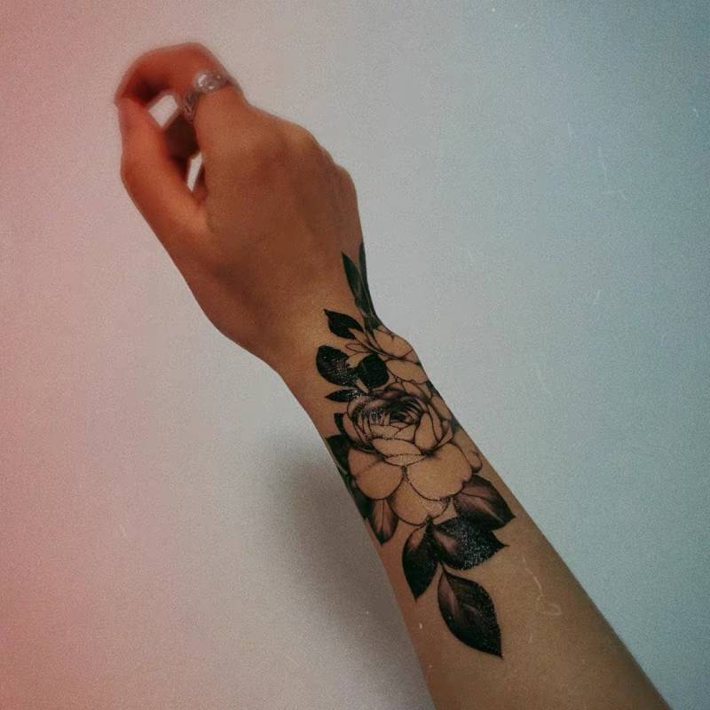 Wasserdichtes Tattoo, Pfingstrose Blumen Tattoo von HedgehogAndBeyond