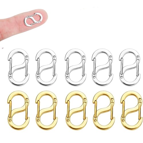 10 Stück Doppelöffnungs-Verkürzer-Verschluss Edelstahl-S-Lock-Armband-Verbindungsstück Halsketten-Clip für Ohrring Armband Halskette Anhänger Schmuck Basteln DIY (Gold & Silber) von Hedmedum