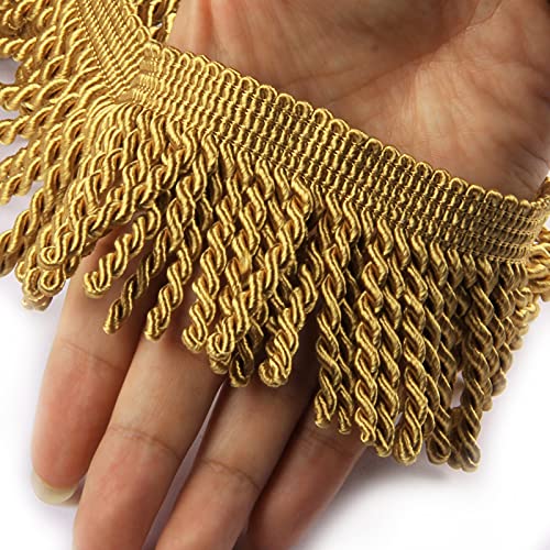 HedongHexi Vorhangfransen Bullion Fransen Trim 5/10 Yard x 2,5 Zoll Stoffbesätze Nähen DIY Dekoration für Vorhang Sofa Kleidung (Gold, 91 m) von HedongHexi