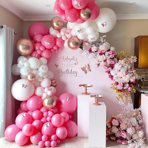 Balloon Garland Hot Pink,123Pcs Ballon Girland Rose mit Pink Balloons Arch Garland Kit,Pastell Rosa Rose Gold Ballons für Mädchen Geburtstag Party Dekoration,Birthday,Baby Shower,Hochzeit,Valentinsta von HeeJoy