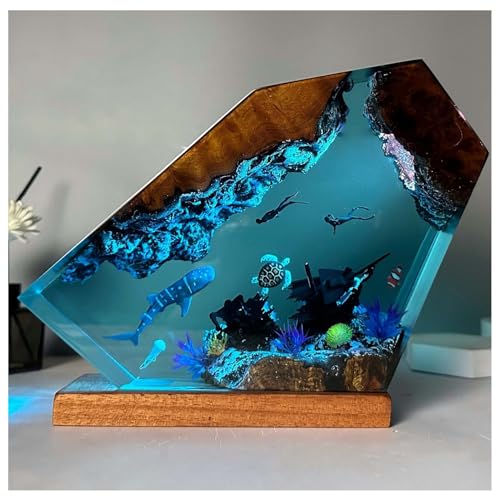 Heerben Whale Diver LED-Ozean-Nachtlicht, Epoxidharz, Ozeanlampe, Büro, Schreibtisch, Schlafzimmer, Urlaub, dekoratives Nachtlicht, 20,3 x 12,7 cm von Heerben