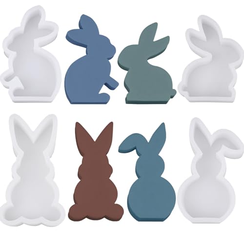 3 Stück silikonform hase ostern, silikonformen gießformen ostern, 3D Kaninchen Gießform Ostern, Osterhase Silikonform for Gips, Sojawachs Kerzen, Ostergeschenke (4 Stück) von Hegawleo