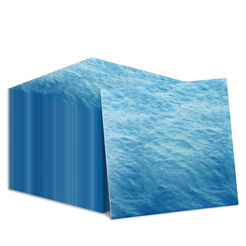 100Pcs Ozean Welle Party Servietten 13 x 13inch blau Papier Servietten Meer Party Supplies Servietten für Strand Ozean Meer Party Geburtstag Baby Dusche unter dem Meer Strand Pool Thema Party von Hegbolke