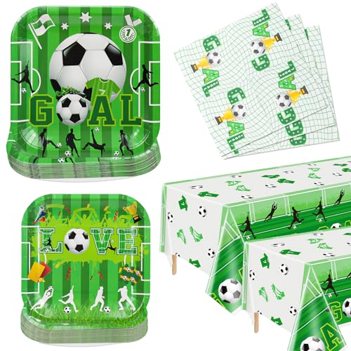 Fußball-Thema Party Supplies Serve 40 - 122Pcs Platten Servietten Tischdecke Set für Kinder Fußball Themed Controller Party Supplies von Hegbolke