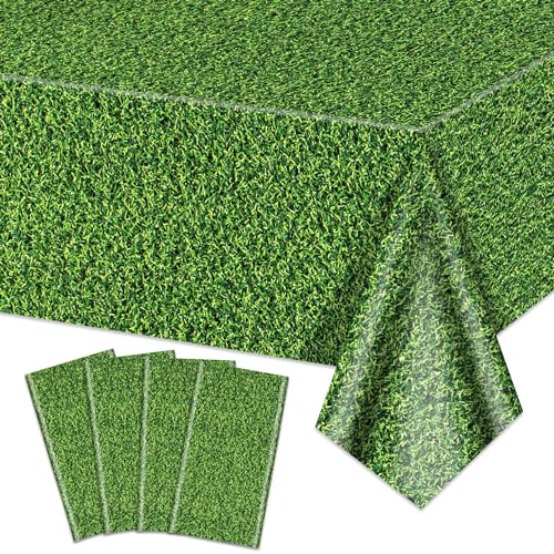 Hegbolke 4Pcs grünes Gras Tischdecken, 220x130cm rechteckige Gras Feld Tabelle Abdeckungen für Dschungel Woodland Golf Fußball Event Sport Party Supplies von Hegbolke