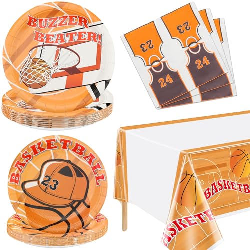 Hegbolke Basketball Party Supplies Serve 20-61Pcs Teller Servietten Tischtuch für Jugendliche Kinder Jungen Baby Fans Basketball Team Party Supplies von Hegbolke