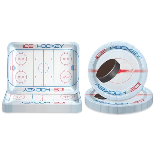 Hegbolke Hockey Dekoration Party Supplies - 40 Pcs 9“ Platten Hockey Party Supplies Kit für Eishockey Geburtstag Party Kid's Hockey Fans Geburtstag Gameday von Hegbolke