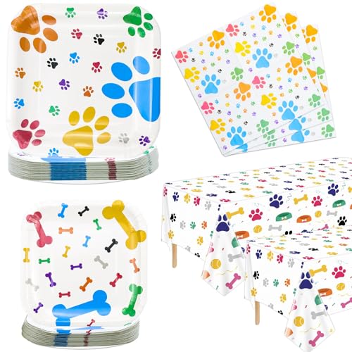 Hegbolke Hund Party Supplies Serve 40-122Pcs Teller Servietten Tischdecke Set für Doggy, Kinder, Hund Geburtstag Party Dekorationen Hund Thema Party von Hegbolke