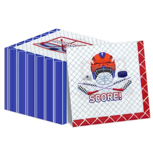 Hockey-Servietten für Hockey-Partyzubehör, 33 x 33 cm, Eishockey-Servietten, Hockey-Party-Servietten für Kinder, Jungen, Fans, Sporthockey-Party-Dekorationen, 100 Stück von Hegbolke