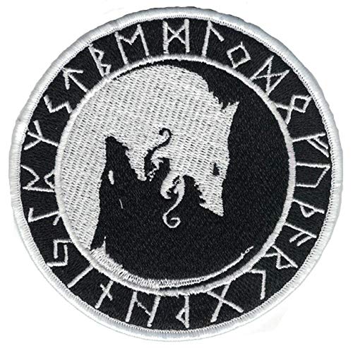 Fenrir im Runenkreis Aufnäher/Patch | Fenris Wolf Varg Runen Fenriswolf Viking von Heidenklamotten