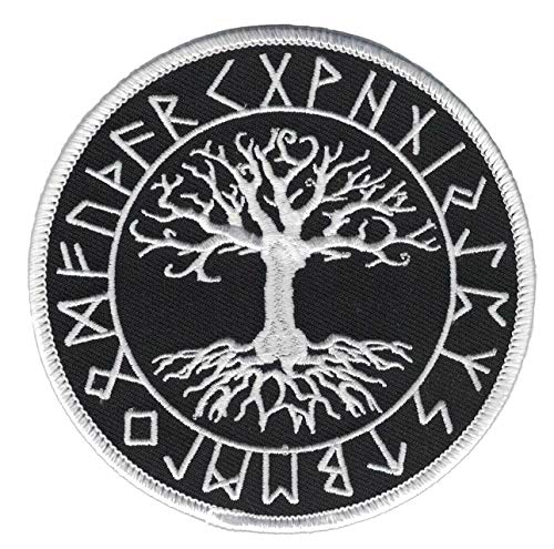 Weltenbaum im Runenkreis Aufnäher/Patch | Runen,Irminsul,Yggdrasil,Wikinger von Heidenklamotten