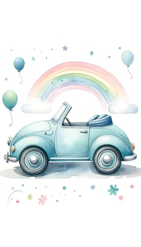 Auto Poster für Kinderzimmer DIN A4 - Kinderzimmerposter mit fröhlichem Auto-Motiv – Verspielte und bunte Dekoration für kleine Fahrzeugfans - Babyzimmer Deko, Poster Kinderzimmer Jungen Auto von Heimisch Wunder