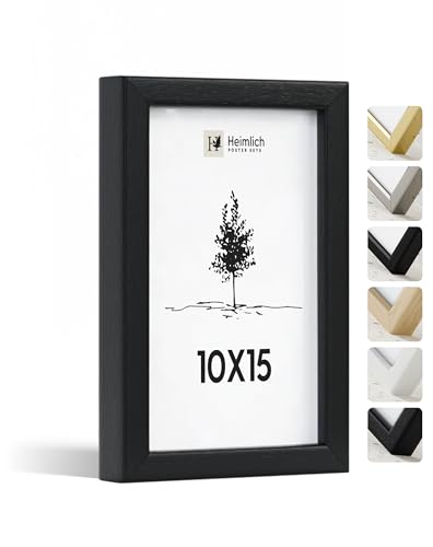 Heimlich® Bilderrahmen 10x15 Schwarz 1-Pack | Bilderrahmen 10x15 Holz | Bilderrahmen Schwarz mit Plexiglas | Fotorahmen 10x15 zum Aufhängen & Aufstellen | Picture Frame 10x15 | Photo Frame 10x15 von Heimlich