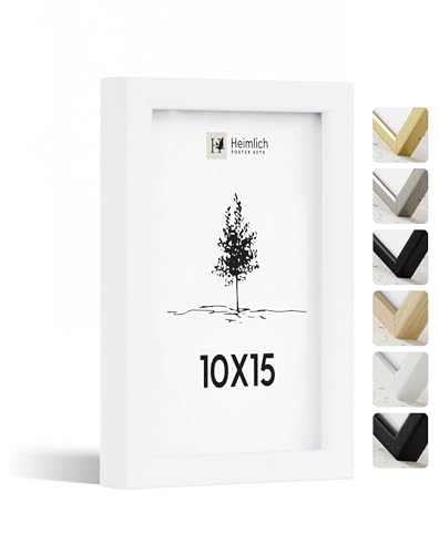 Heimlich® Bilderrahmen 10x15 Weiß 1-Pack | Bilderrahmen 10x15 Holz | Kleiner Bilderrahmen Weiss mit Plexiglas | Fotorahmen 10x15 zum Aufhängen & Aufstellen | Picture Frame 10x15 | Photo Frame 10x15 von Heimlich