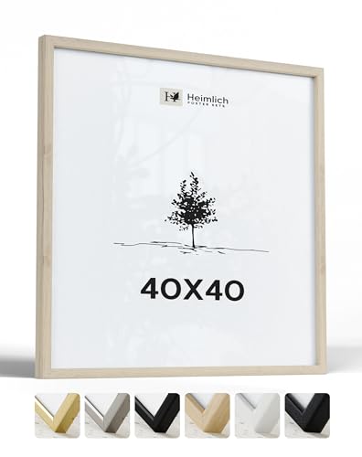 Heimlich® 1x Bilderrahmen 40x40 cm Eiche Rahmen 1-Pack | Dokumentenrahmen 40x40 cm Groß Collage | Holzrahmen Holz-Bilderrahmen Poster Echtholz | Picture Frame 40x40 Quadratischer Bilderrahmen von Heimlich