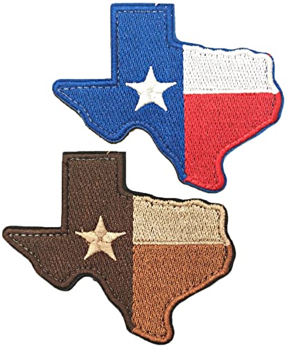 Heiorpai 2 Stück Karte von Texas Staatsflagge, bestickt, dekorativer Klettverschluss, Rückseite (Farbe 5) von Heiorpai