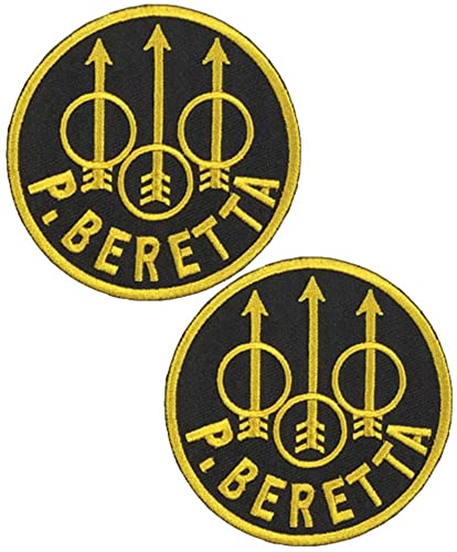 Heiorpai 2 x Beretta Feuerwaffen Beretta Gun Patch bestickt cool zum Aufbügeln oder Aufnähen von Heiorpai